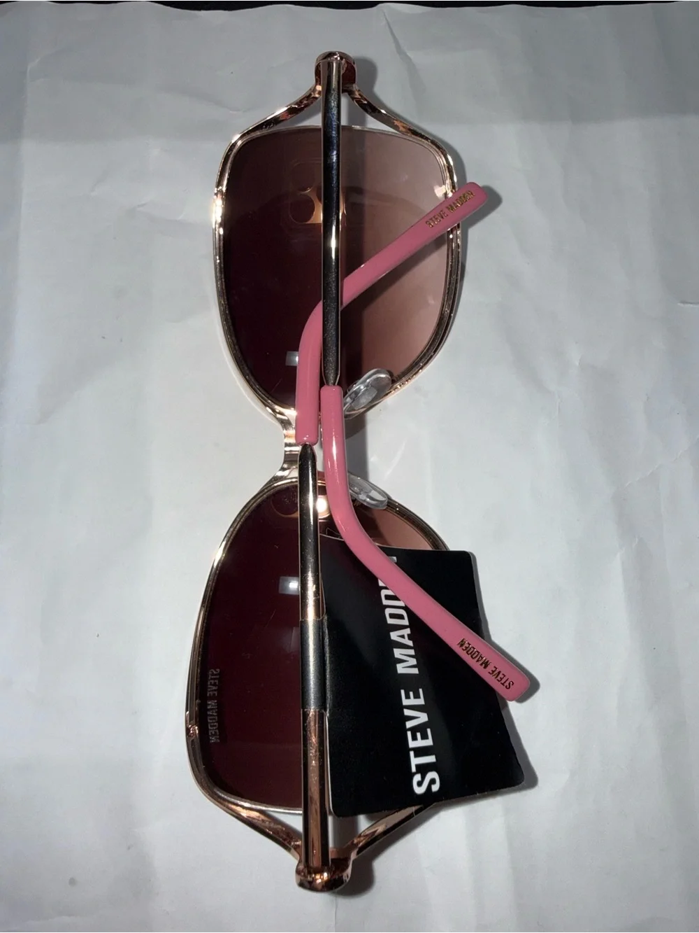 Steve Madden NWT Outlook Pink & Gold Butterfly Sunglasses X1708 “just married”